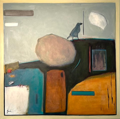 Abstract Mushroom with Bird