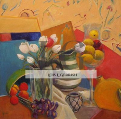 Green and White Striped Pitcher