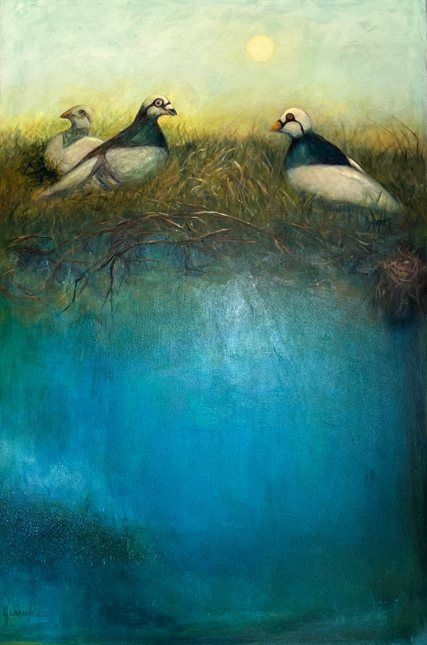 Oil on Canvas Painting - A Reposed Intruder